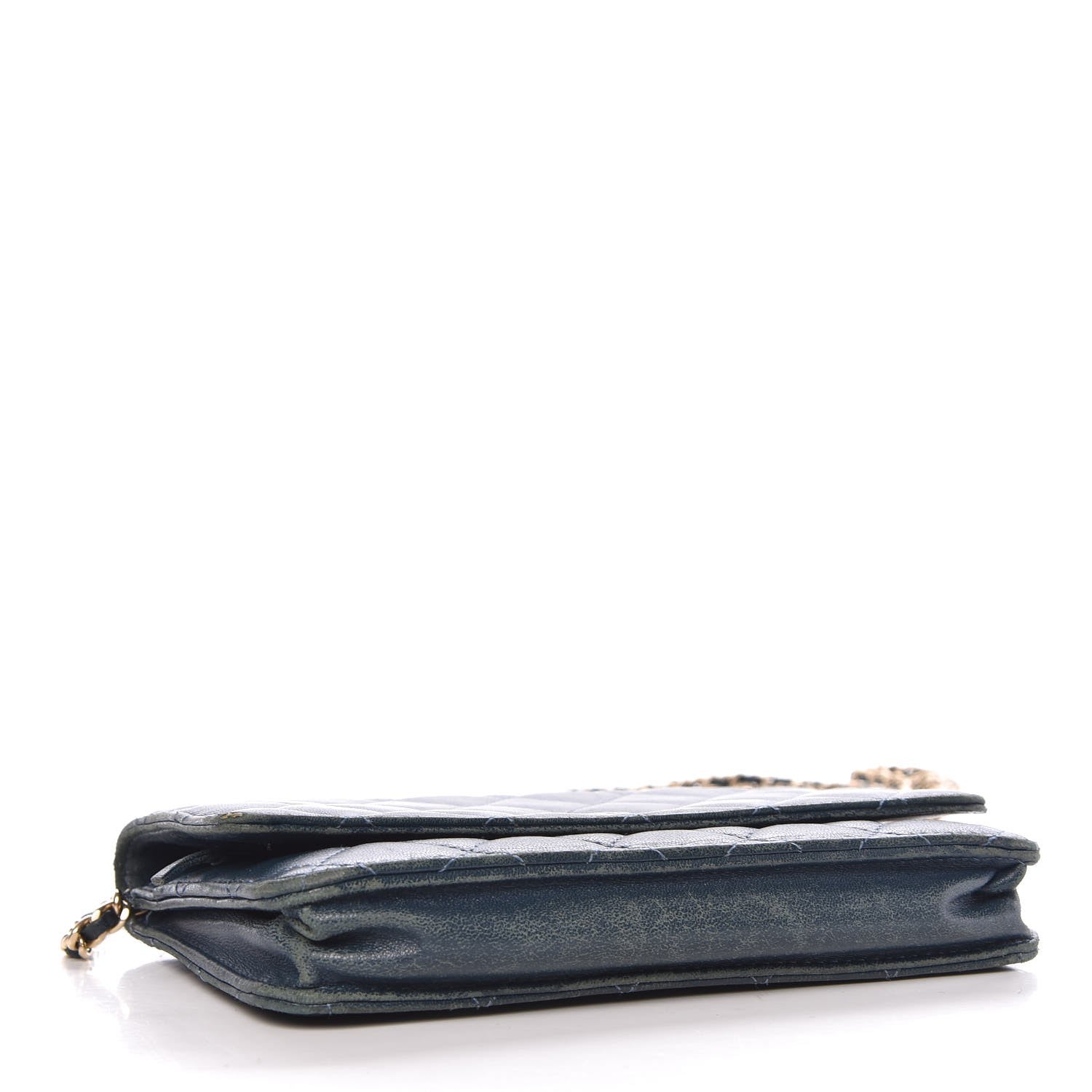 Chanel Lambskin Quilted Wallet On Chain WOC Blue 4 of 15