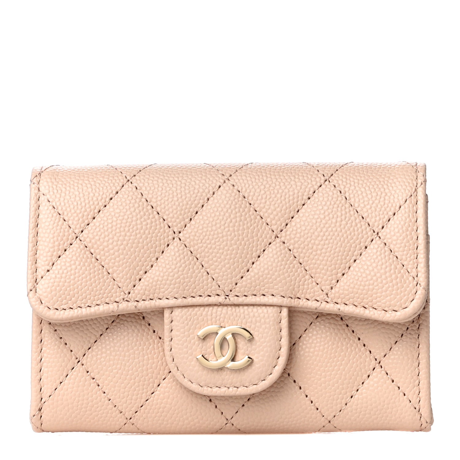 Chanel Caviar Quilted Flap Card Holder Wallet Beige 1 of 12