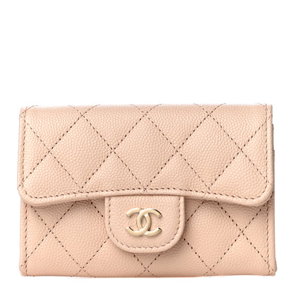 Chanel Caviar Quilted Flap Card Holder Wallet Beige 1 of 12