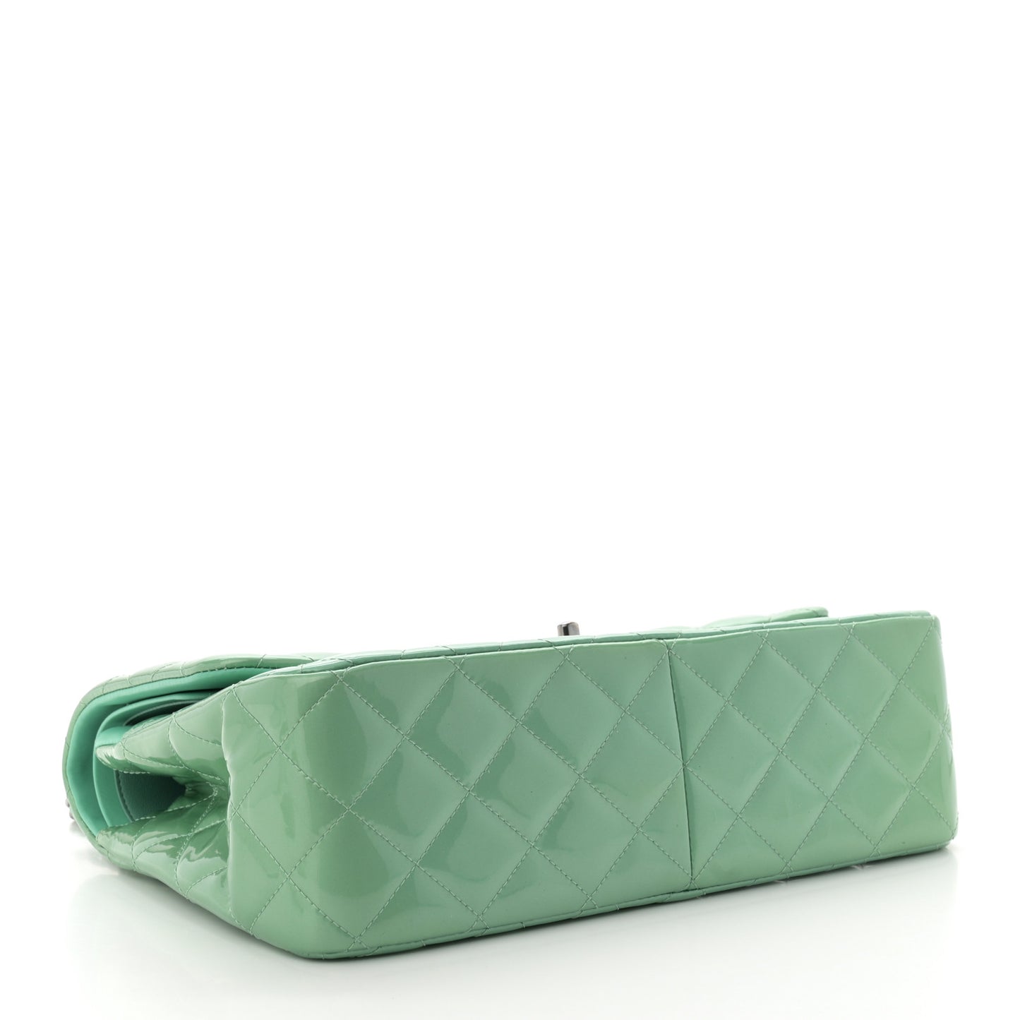 Patent Quilted Jumbo Double Flap Green