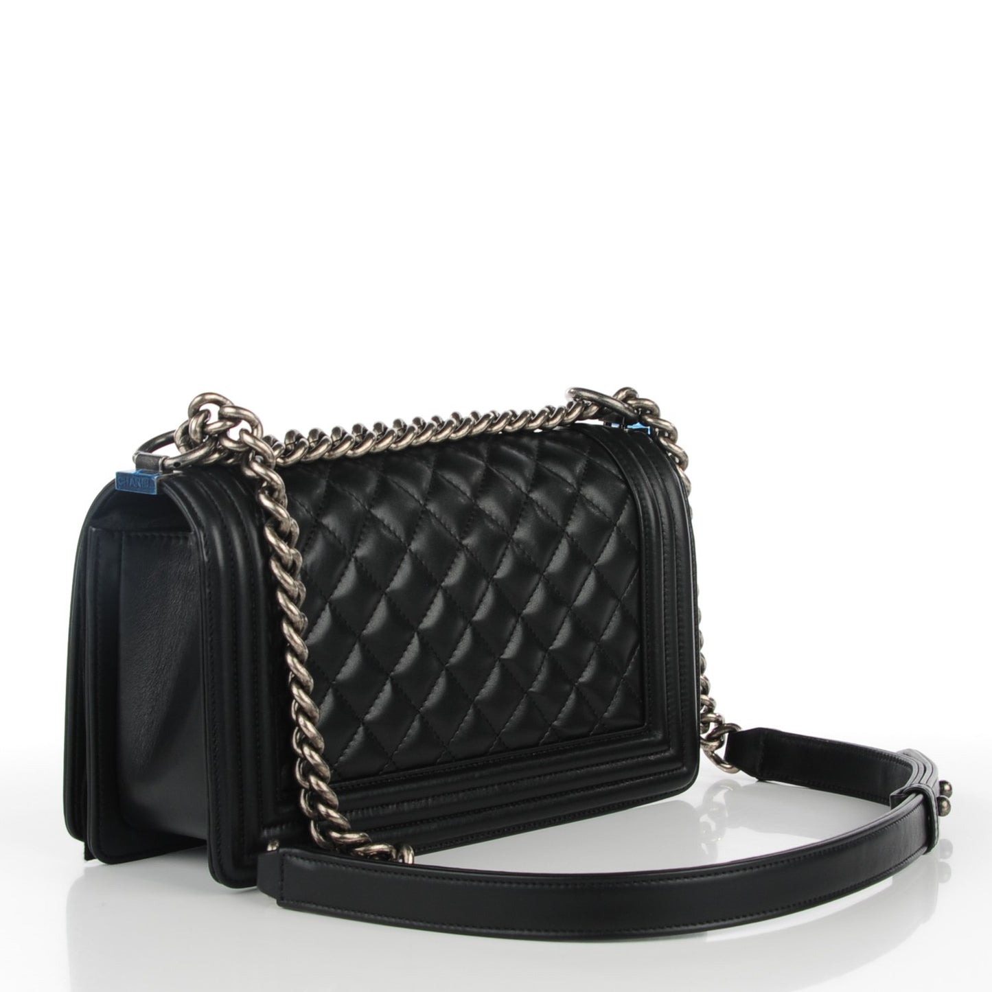Calfskin Quilted Medium Boy Flap Black