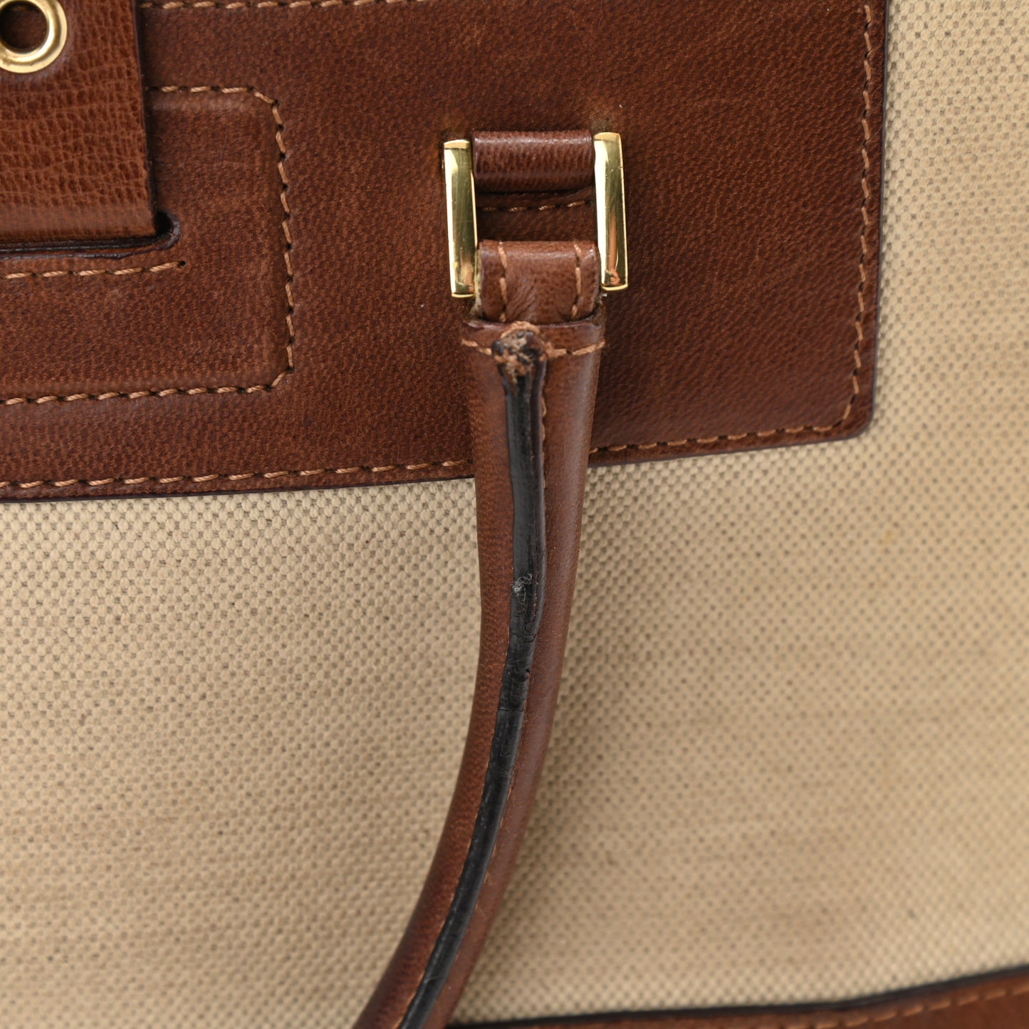 Canvas Calfskin Street Chic Top Handle Bag Beige