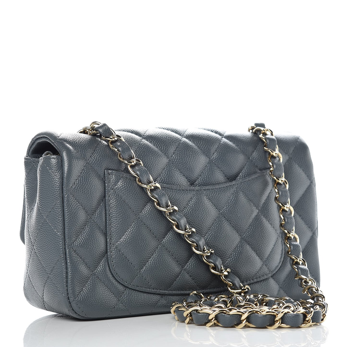 Caviar Quilted Mini Rectangular Flap Dark Grey