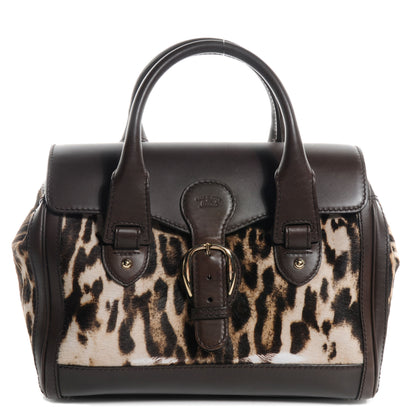 Gucci Pony Hair Leopard Print Medium Heritage Boston Bag Brown 1 of 9