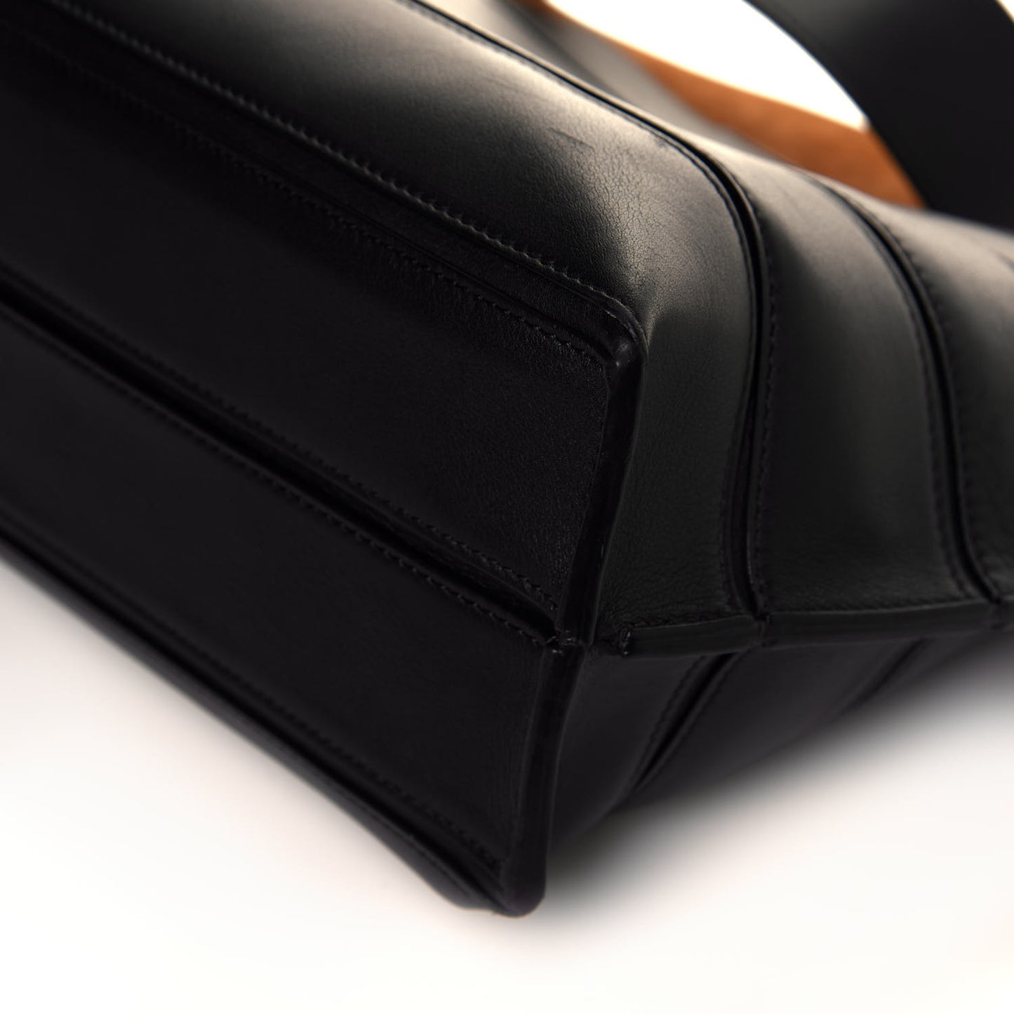 Calfskin Strip Shoulder Bag Black
