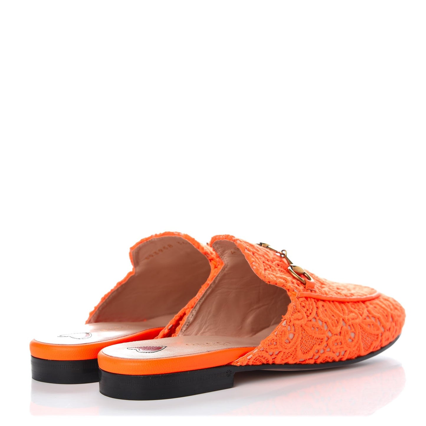 Lace Malaga Kid Womens Princetown Slippers 36.5 Orange Fluo Skin Rose