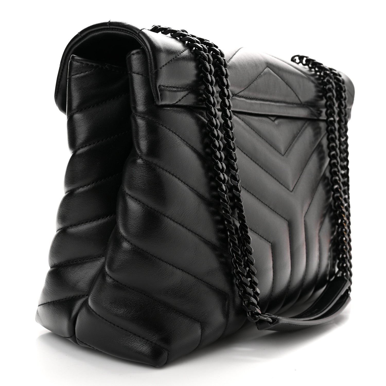 Saint Laurent Calfskin Y Quilted Monogram Medium Loulou Chain Satchel Black 3 of 10
