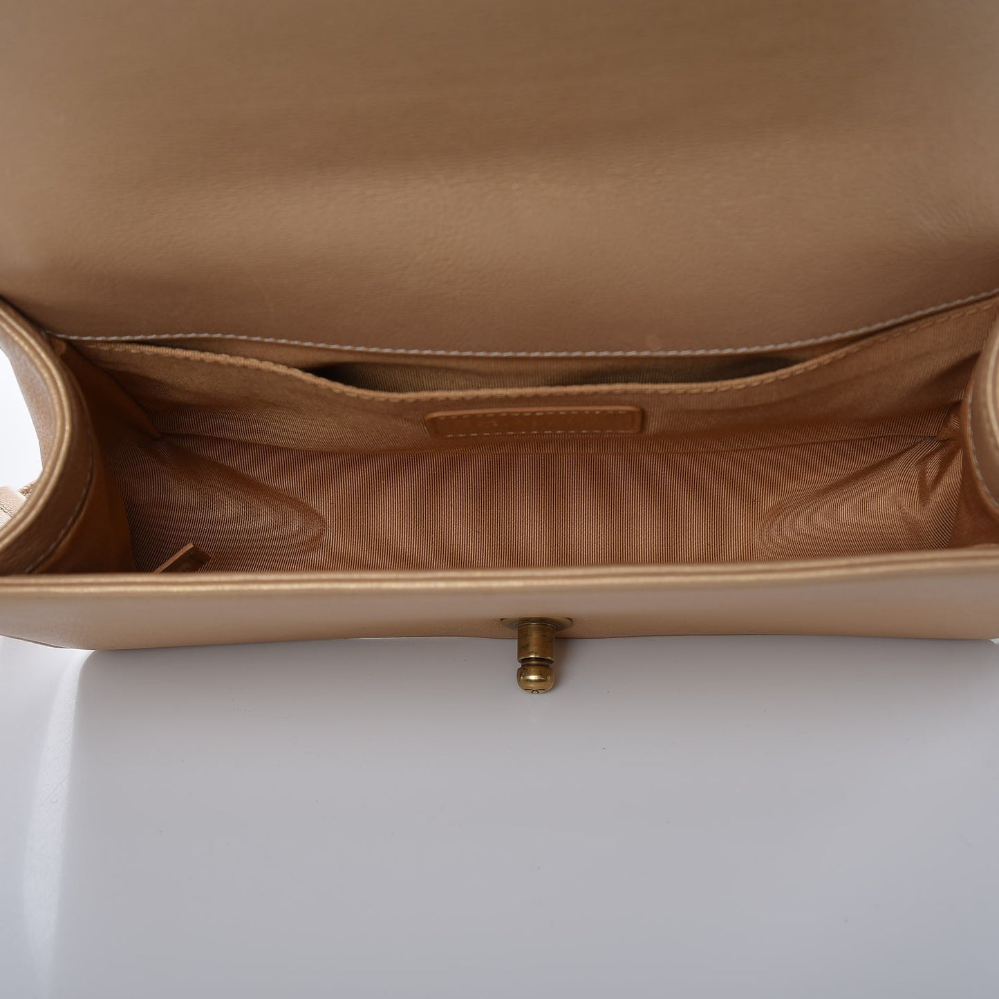 Metallic Calfskin Quilted Medium Boy Flap Gold