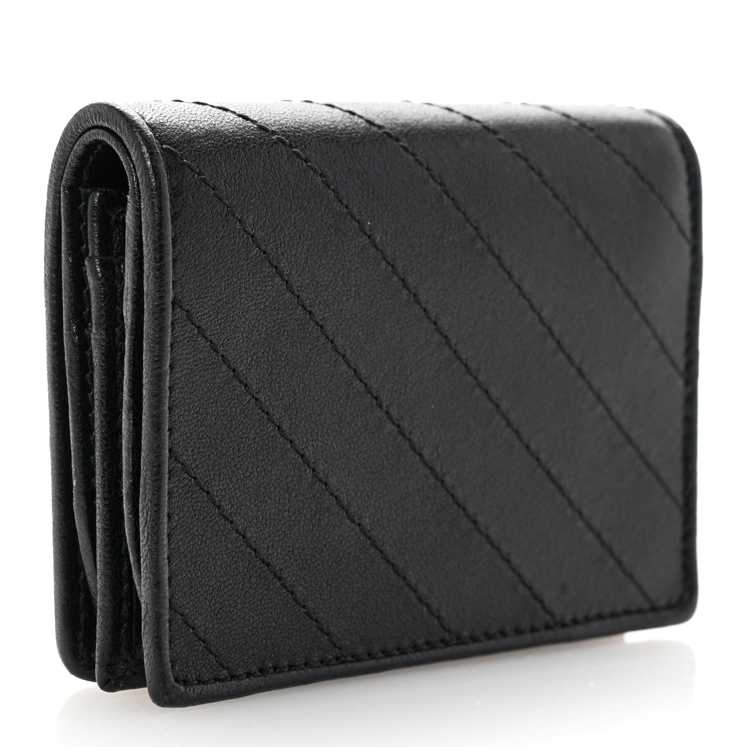 Gucci Sakai Be Green Calfskin Diagonal Stitched Blondie Card Case Wallet Black 3 of 7