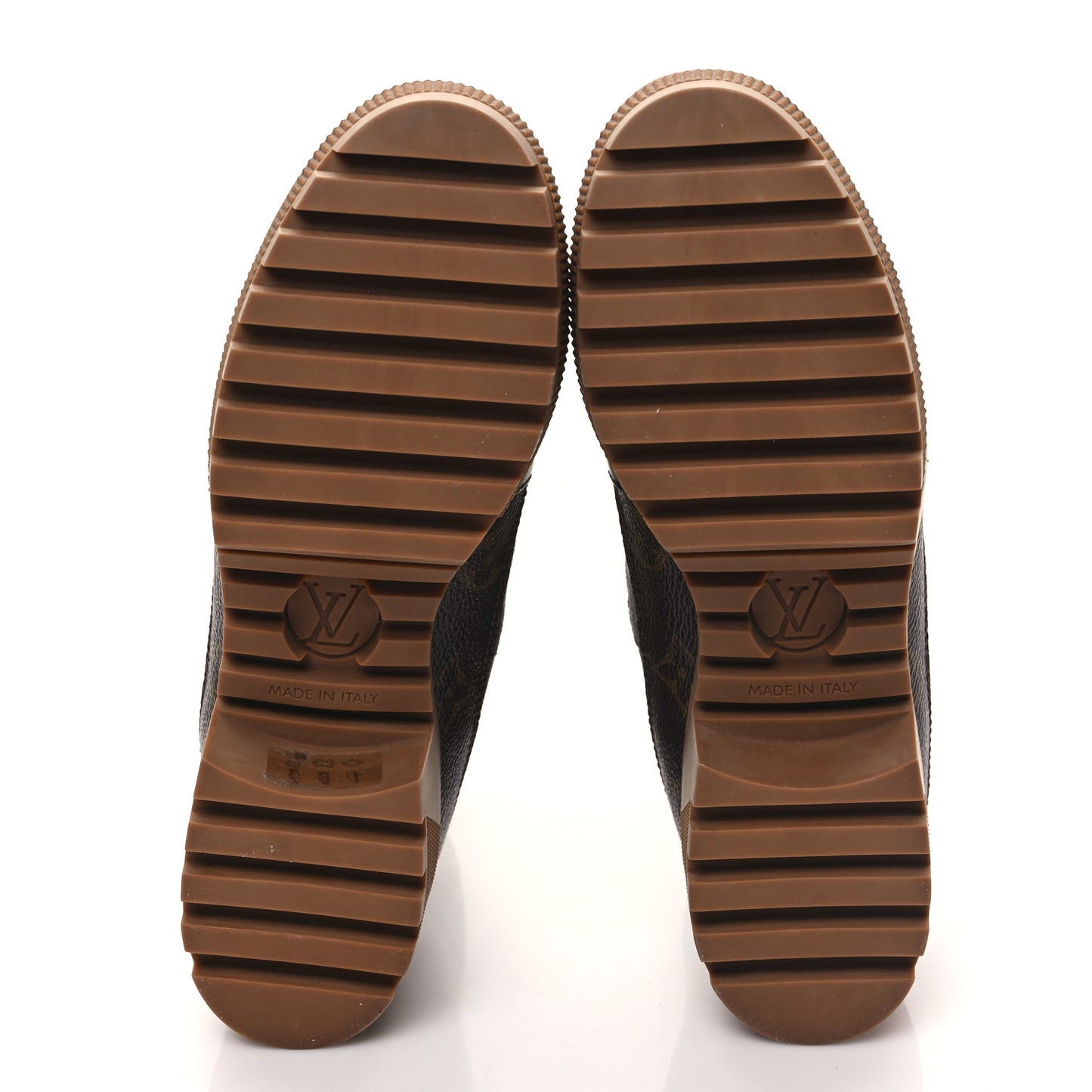 Suede Calfskin Monogram Platform Desert Boots 37 Dark Gray