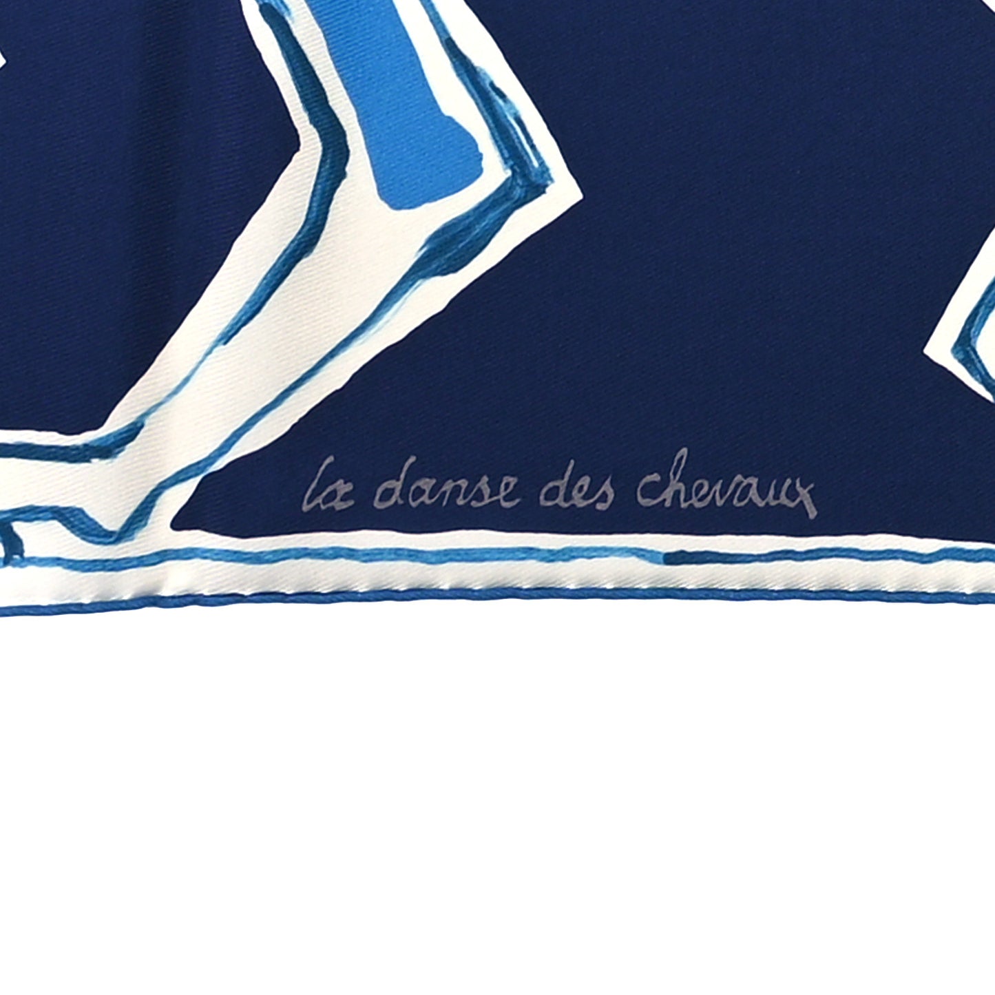 Silk La Danse des Chevaux Scarf 90 Marine Cobalt Marron