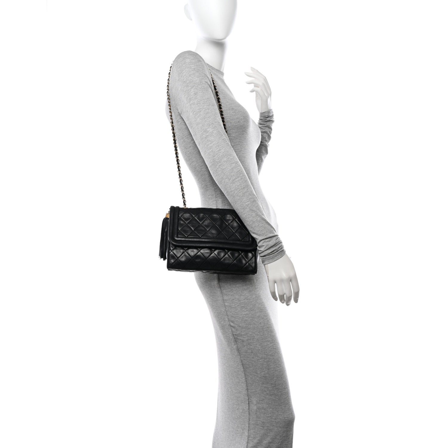 Chanel Lambskin Quilted Tassel Flap Black 2 of 15