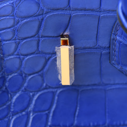 Hermes Matte Alligator Birkin 30 Bleu Electrique 25 of 34
