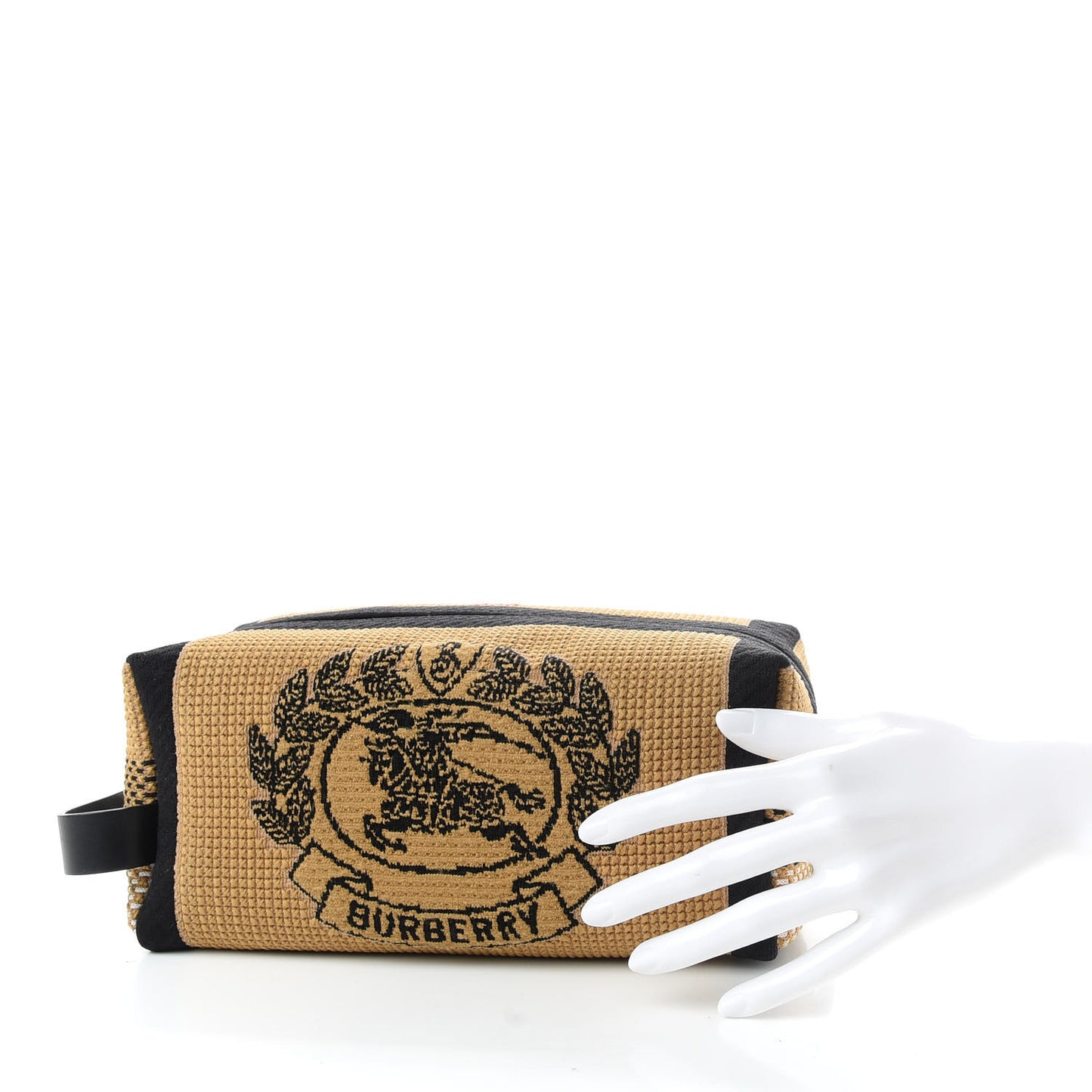 Knit Logo Mens Washbag Tan Black