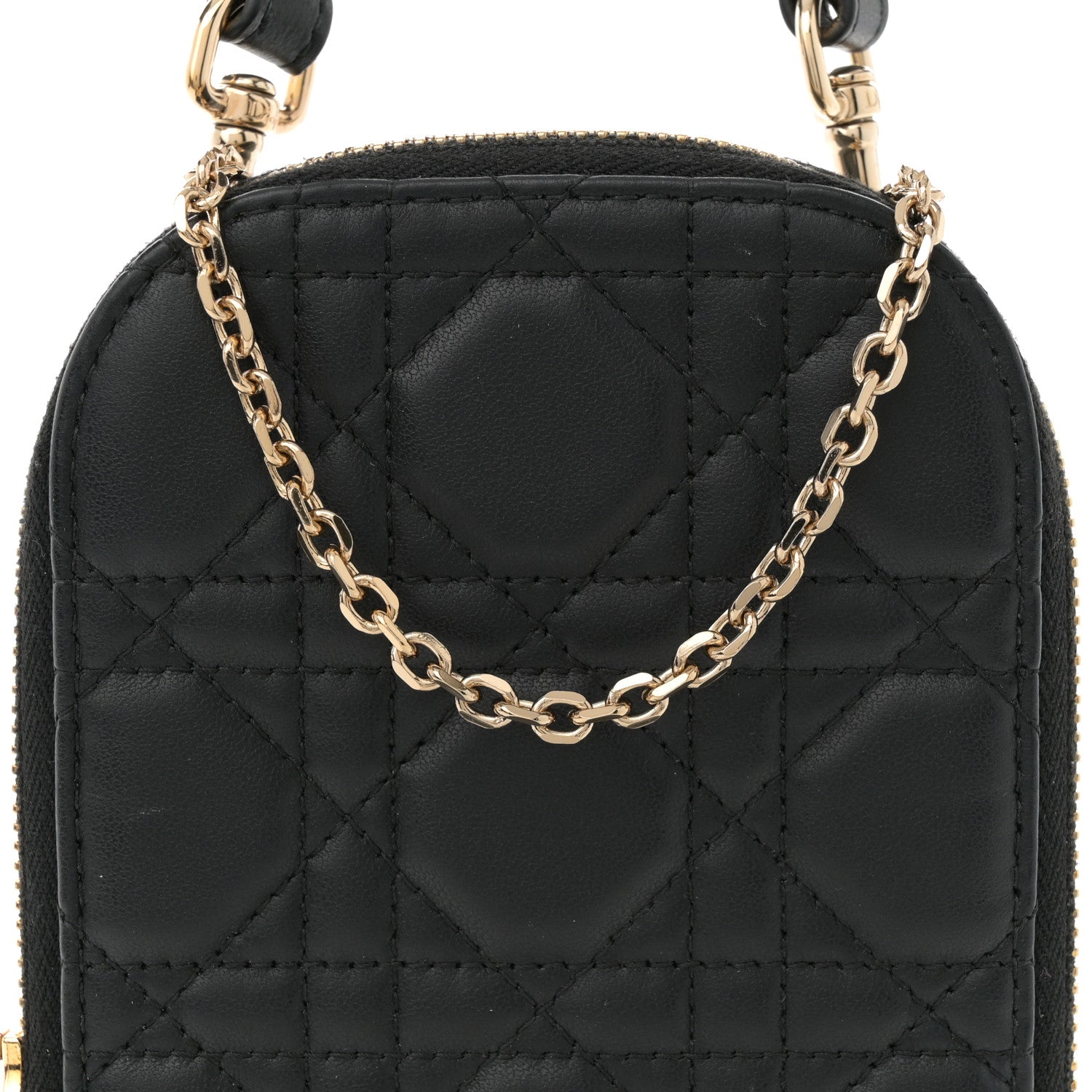 Christian Dior Lambskin Cannage Lady Dior Phone Holder Black 8 of 13