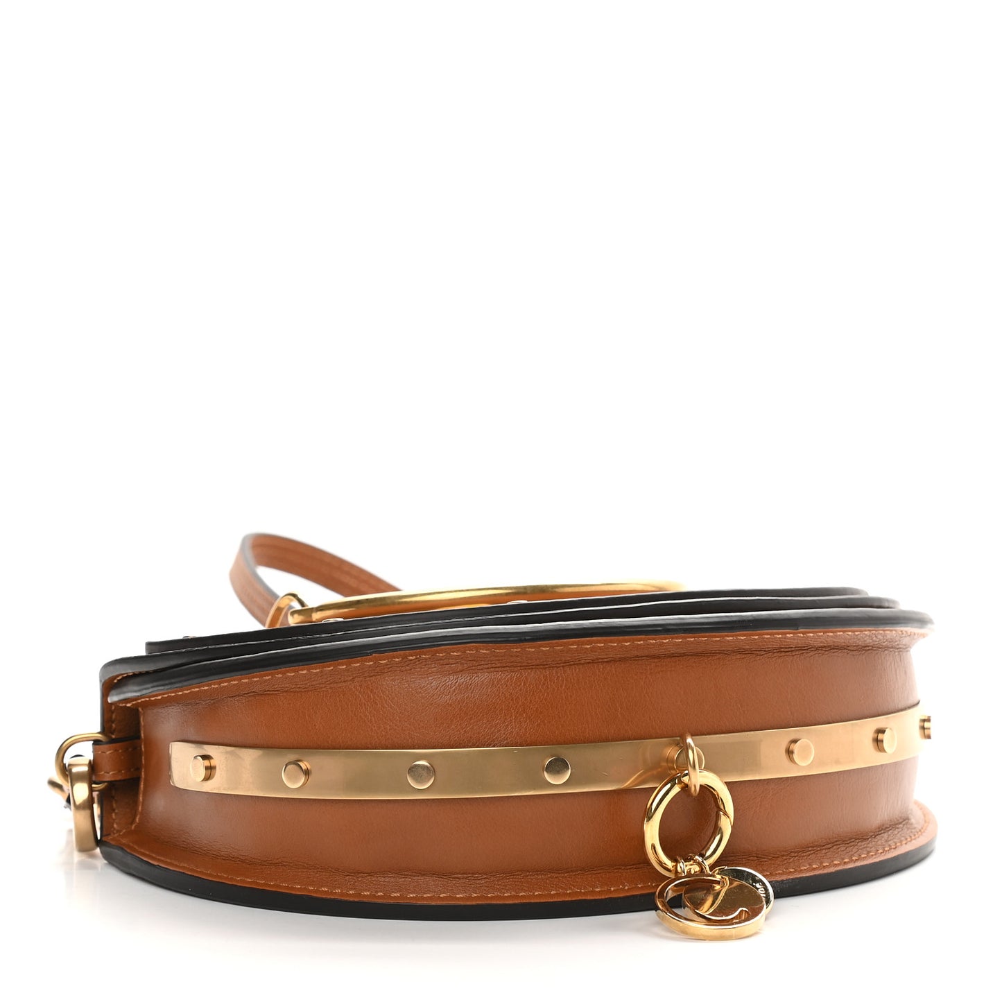 Calfskin Small Nile Bracelet Minaudiere Bag Caramel