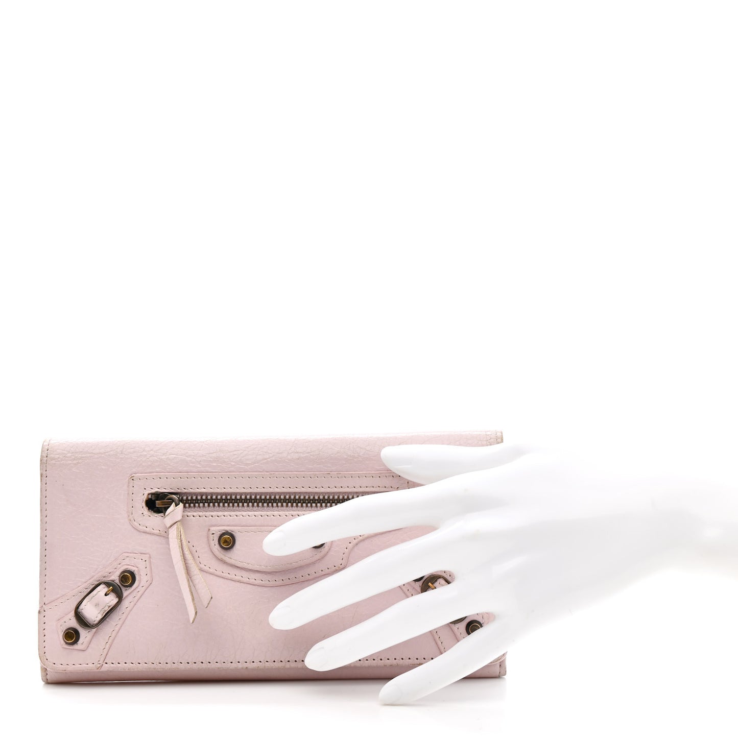 Agneau Classic Hardware Money Wallet Rose Poudre