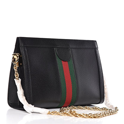 Gucci Calfskin GG Web Small Ophidia Chain Shoulder Bag Black 3 of 10
