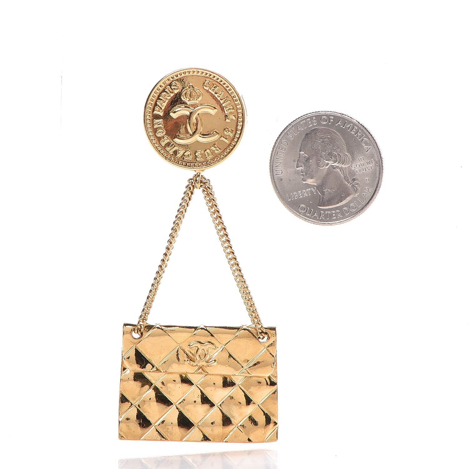 Chanel 2.55 Flap Clip On Earrings Gold 2 of 4