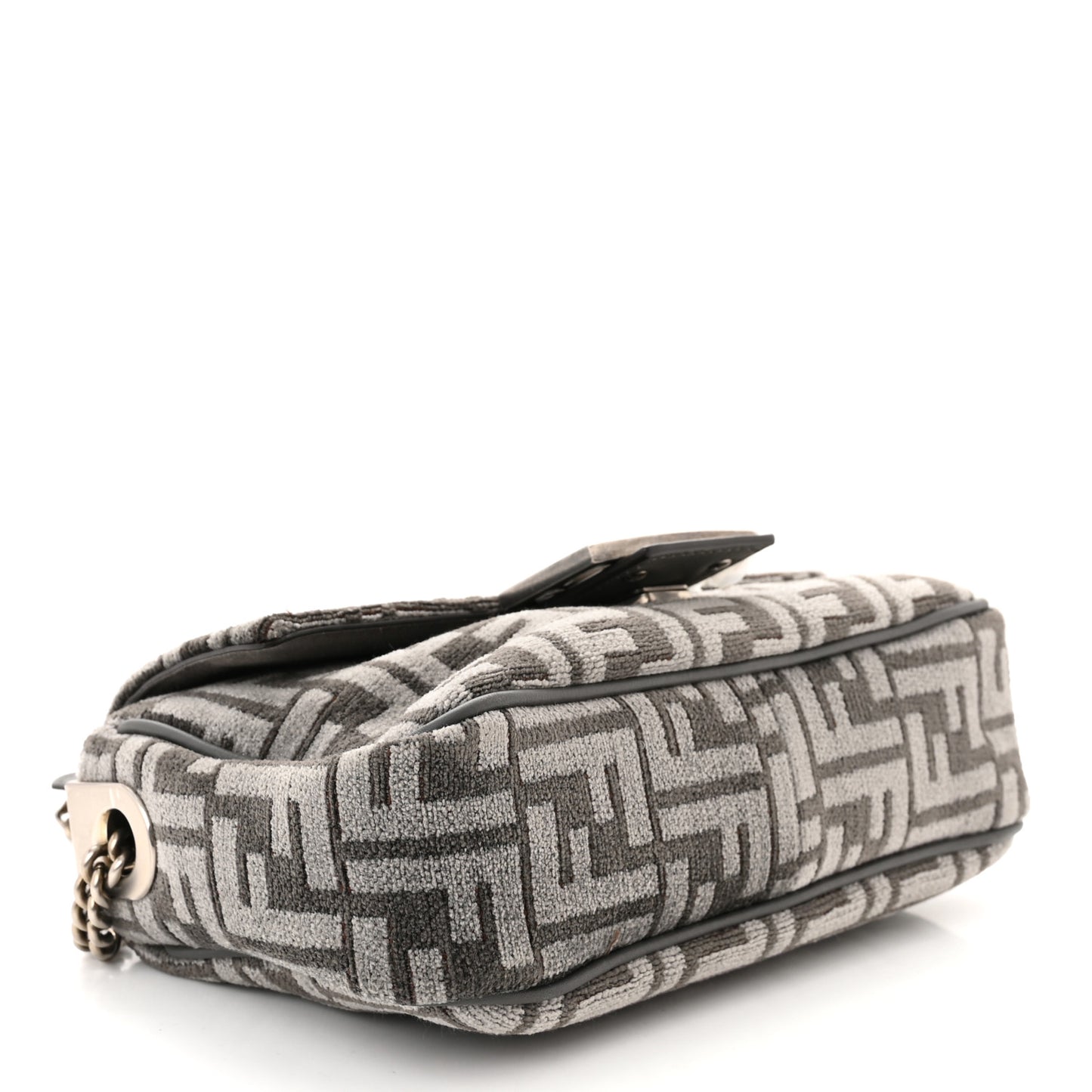 Chenille Vitello Seta FF Midi Chain Baguette Anthracite Asfalto