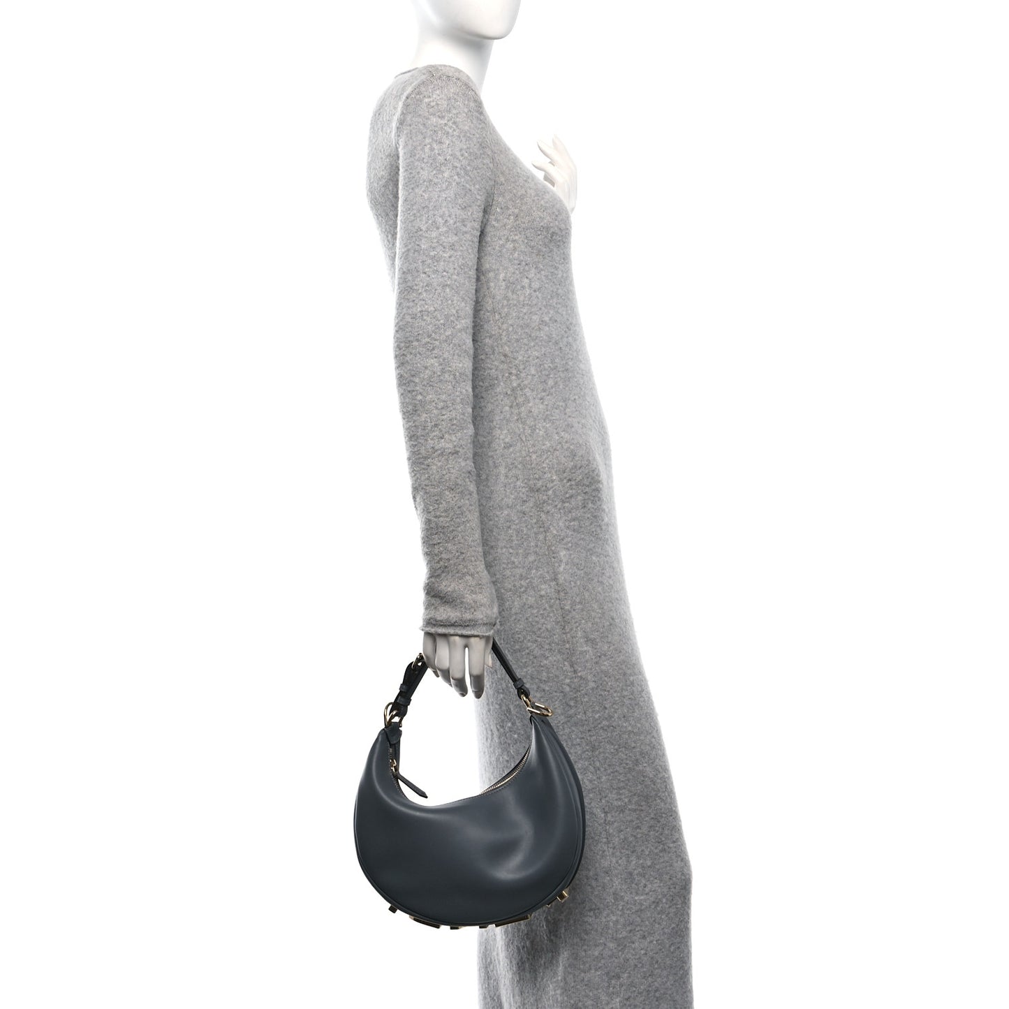 Vitello Grace Matte Small Fendigraphy Hobo Bag Tempesta