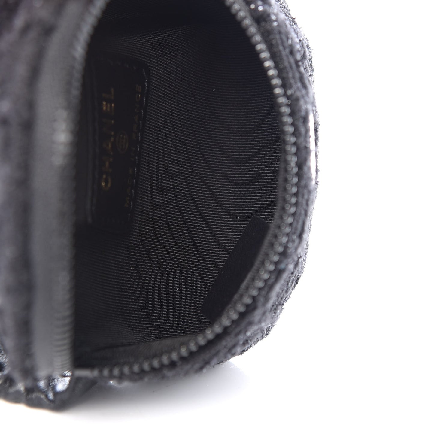 Tweed Lambskin Quilted Arm Coin Purse Black