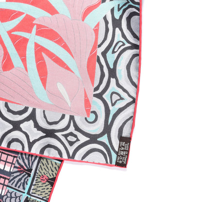 Hermes Silk La Marche Du Zambeze Scarf 90 Rose Pale Rouge Vert 6 of 6
