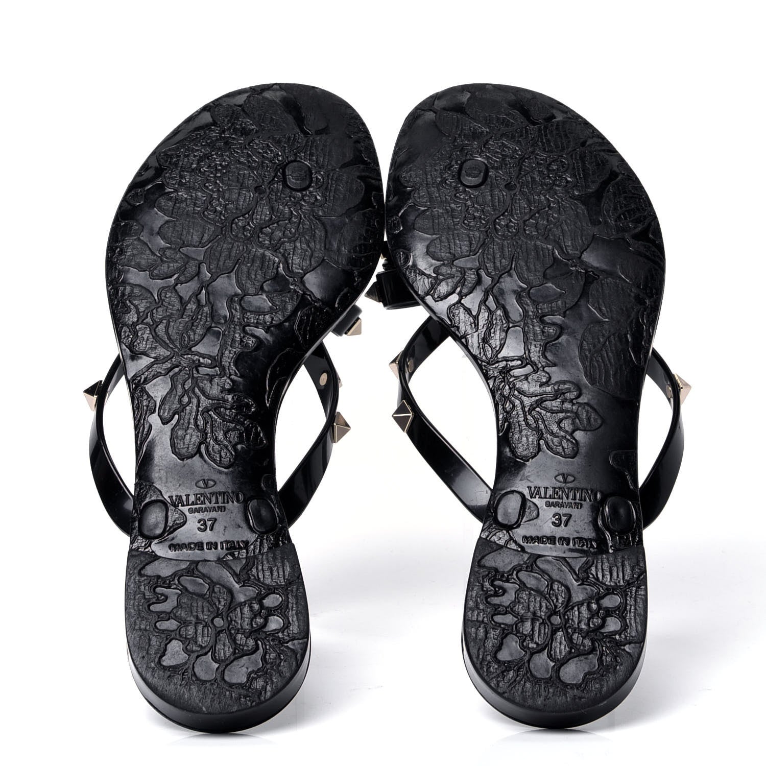 Valentino Garavani PVC Jelly Rockstud Bow Thong Sandals 37 Black 5 of 6