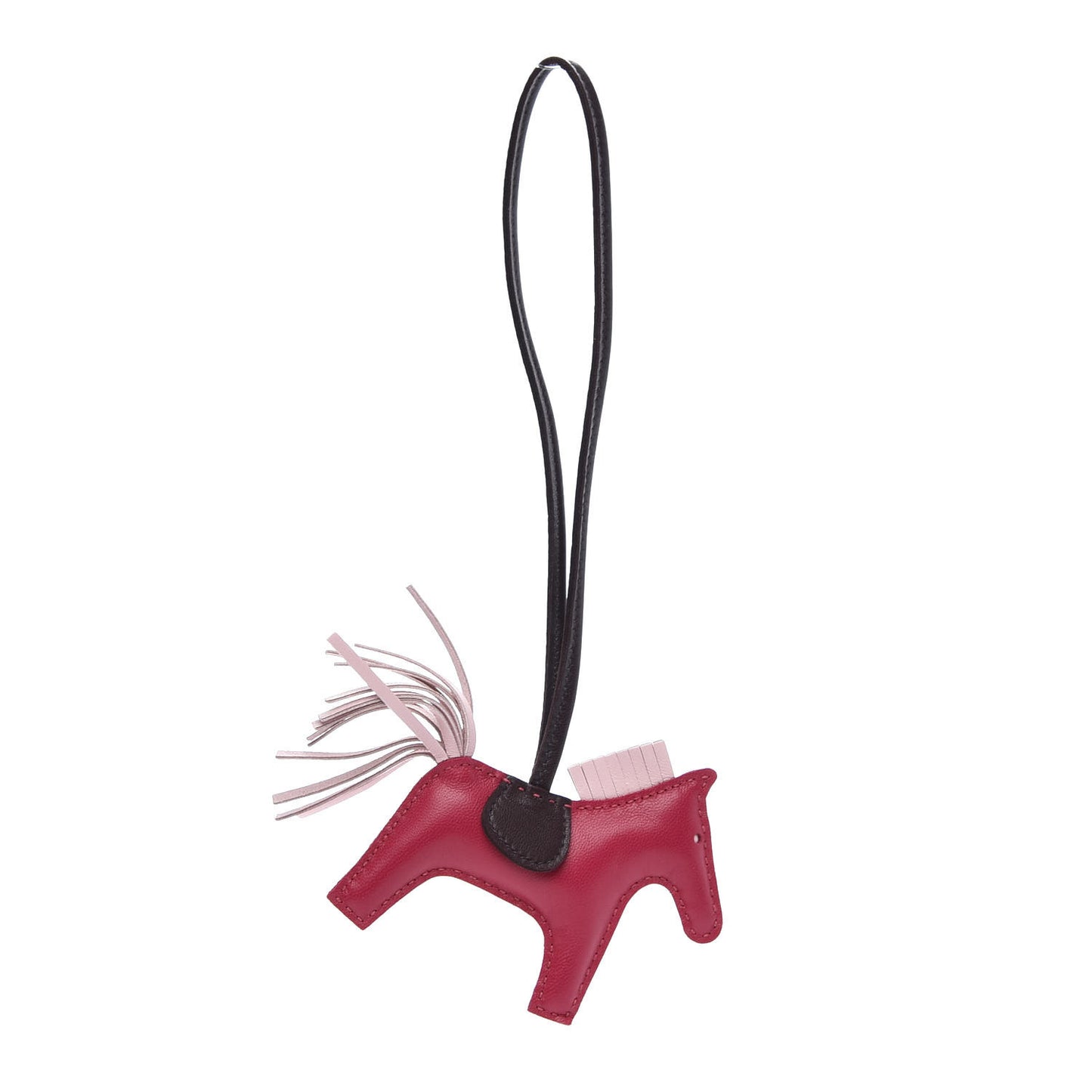 Milo Lambskin Grigri Rodeo Horse Bag Charm PM Rose Sakura Framboise Rouge Sellier