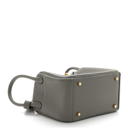 Hermes Taurillon Clemence Mini Lindy 20 Gris Meyer 4 of 11