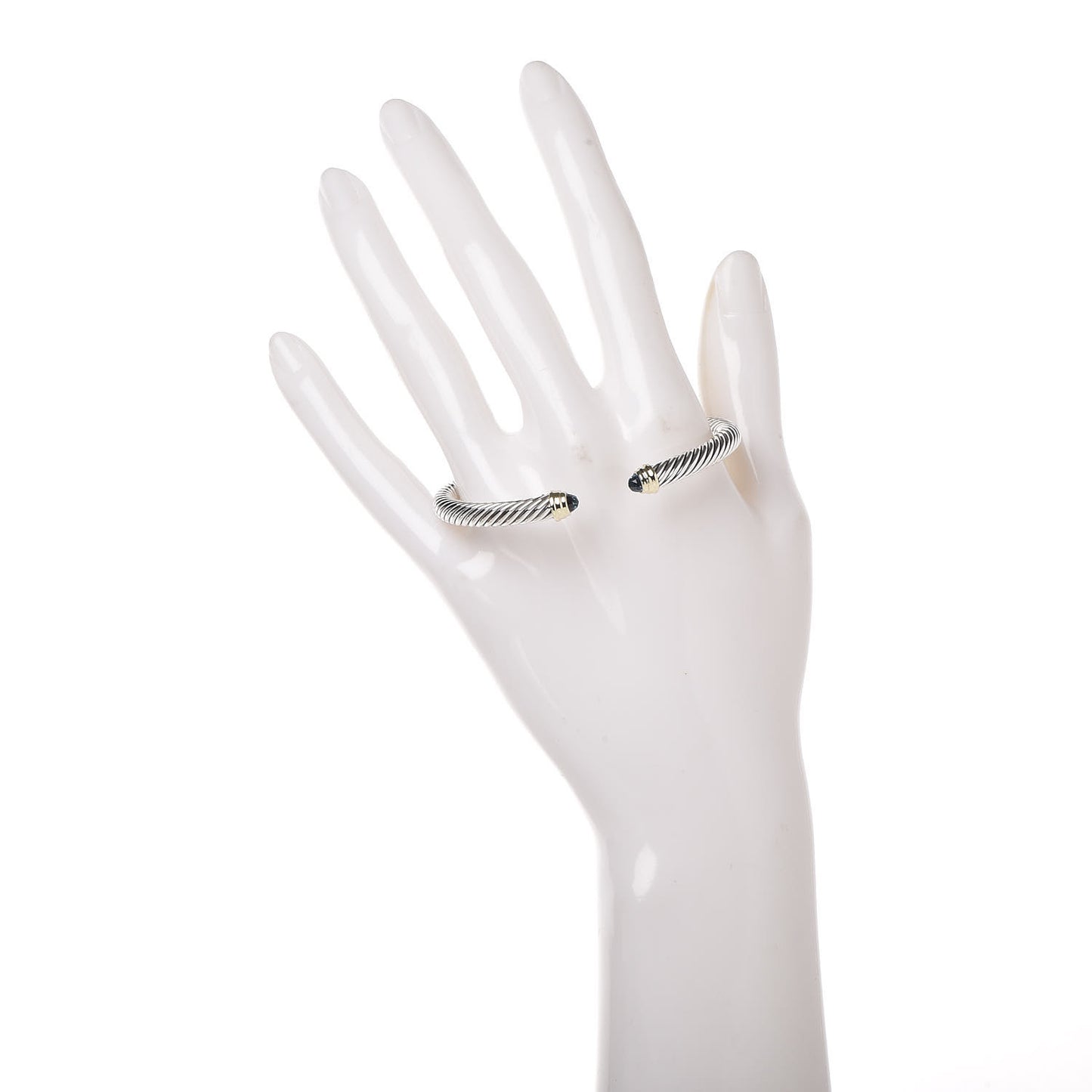 Sterling Silver 14K Yellow Gold Blue Topaz 5mm Cable Classics Petite Color Bracelet