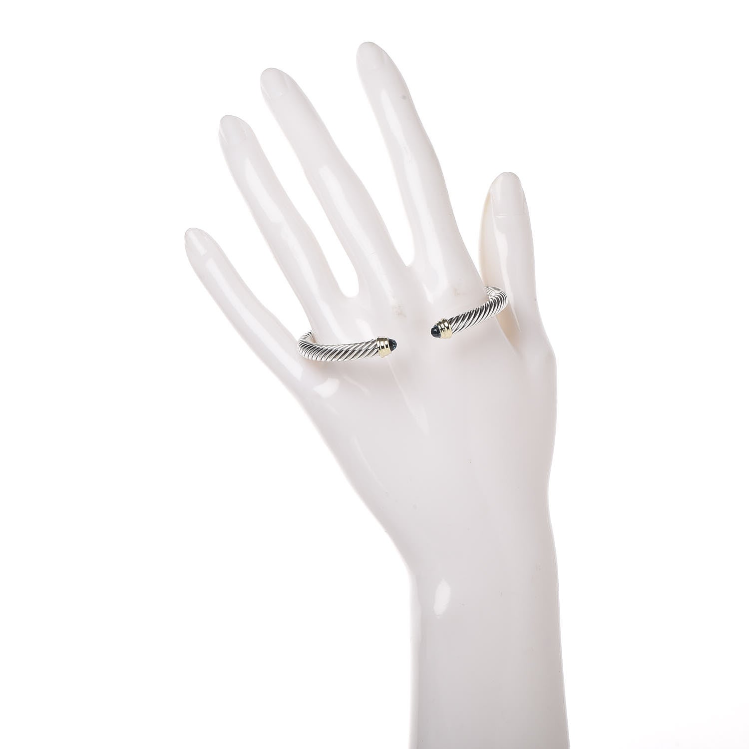 David Yurman Sterling Silver 14K Yellow Gold Blue Topaz 5mm Cable Classics Petite Color Bracelet 2 of 5