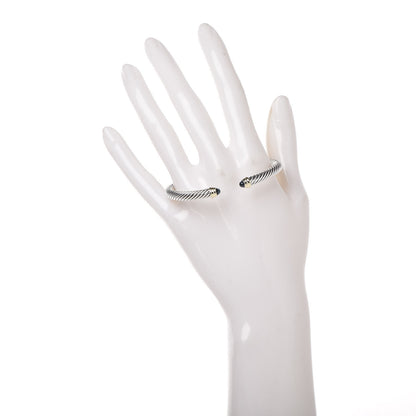 David Yurman Sterling Silver 14K Yellow Gold Blue Topaz 5mm Cable Classics Petite Color Bracelet 2 of 5
