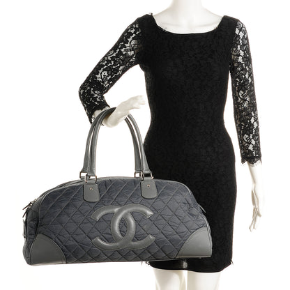 Chanel Calfskin Nylon Paris New York Duffel Bag Grey 2 of 7