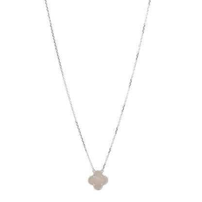 Van Cleef & Arpels 18K White Gold Mother of Pearl Vintage Alhambra Pendant Necklace 1 of 6