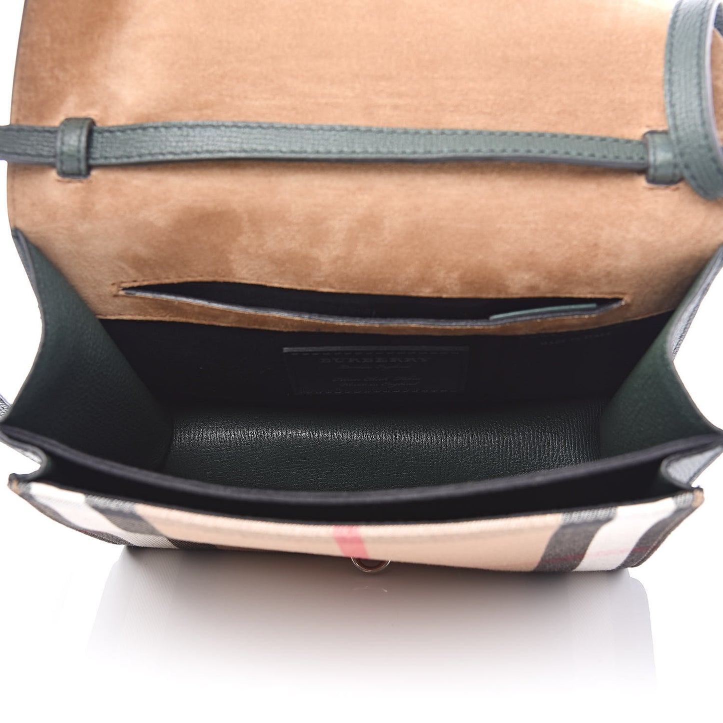 Derby Calfskin House Check Small Macken Crossbody Bag Dark Bottle Green