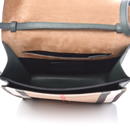 Burberry Derby Calfskin House Check Small Macken Crossbody Bag Dark Bottle Green 5 of 10