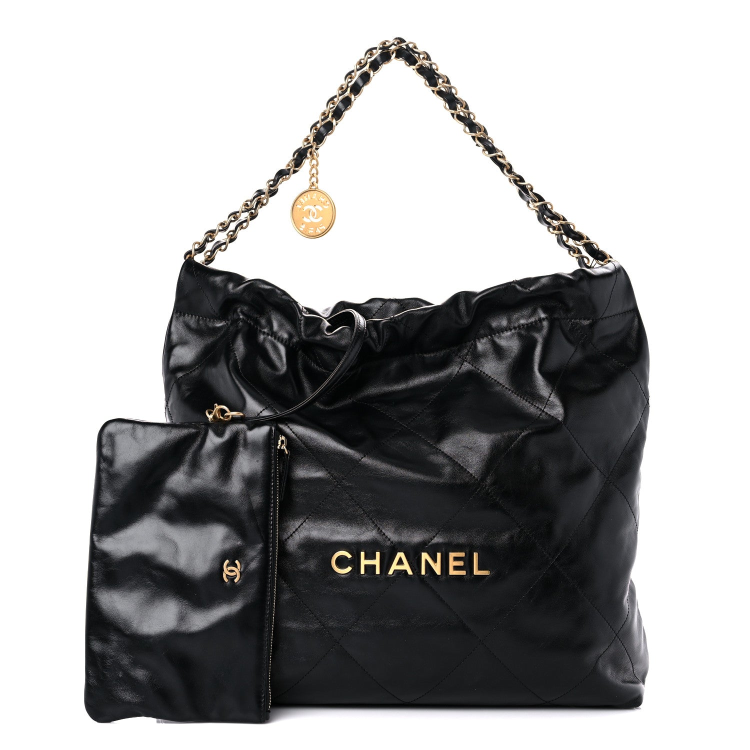 Chanel Shiny Calfskin Quilted Chanel 22 Black 1 of 11