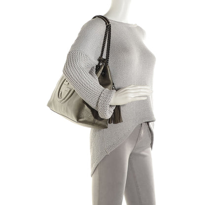 Gucci Metallic Pebbled Calfskin Medium Soho Chain Shoulder Bag Sasso 2 of 7