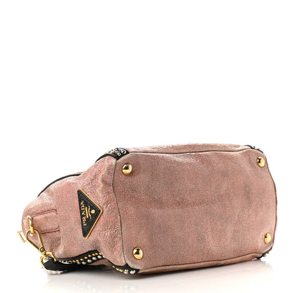 Prada Craquele Studded Shoulder Bag Petalo 4 of 14