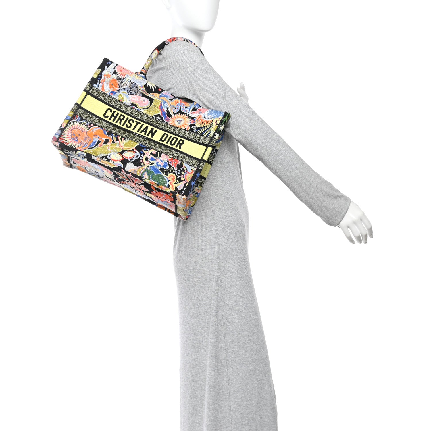 Christian Dior Canvas Zodiac Fantastico Embroidered Medium Book Tote Black Multicolor 2 of 10