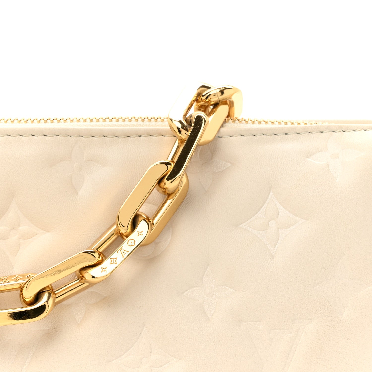 Louis Vuitton Lambskin Embossed Monogram Coussin PM Beige Cream 9 of 15