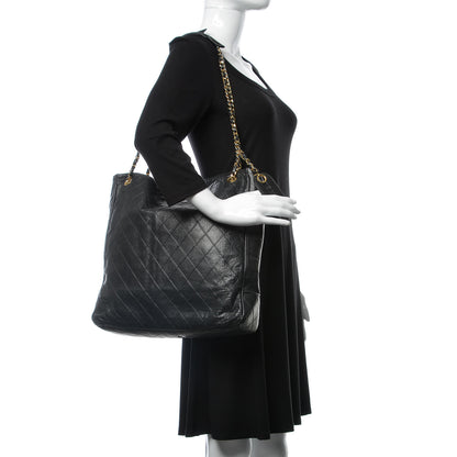 Chanel Lambskin Double Stitched Tote Black 2 of 15