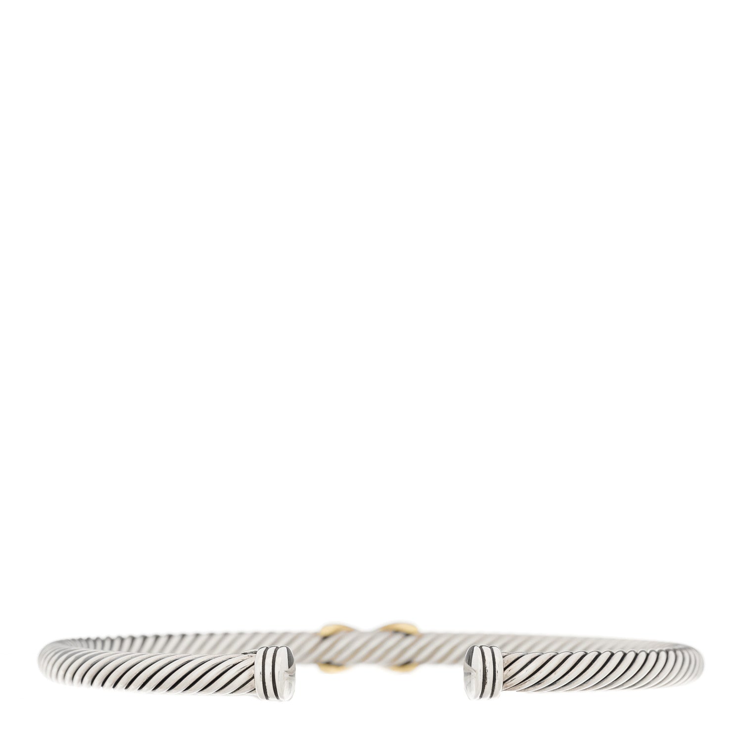 David Yurman Sterling Silver 18K Yellow Gold 4mm X Station Cable Bracelet 2 of 3