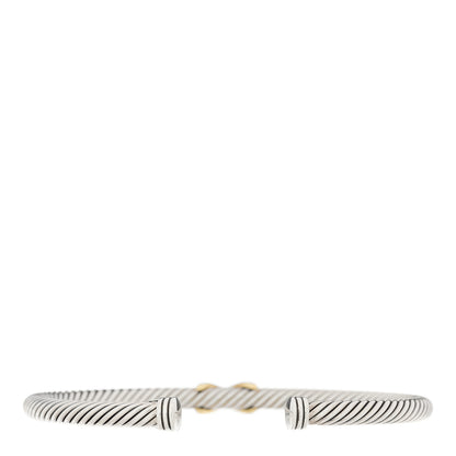 David Yurman Sterling Silver 18K Yellow Gold 4mm X Station Cable Bracelet 2 of 3