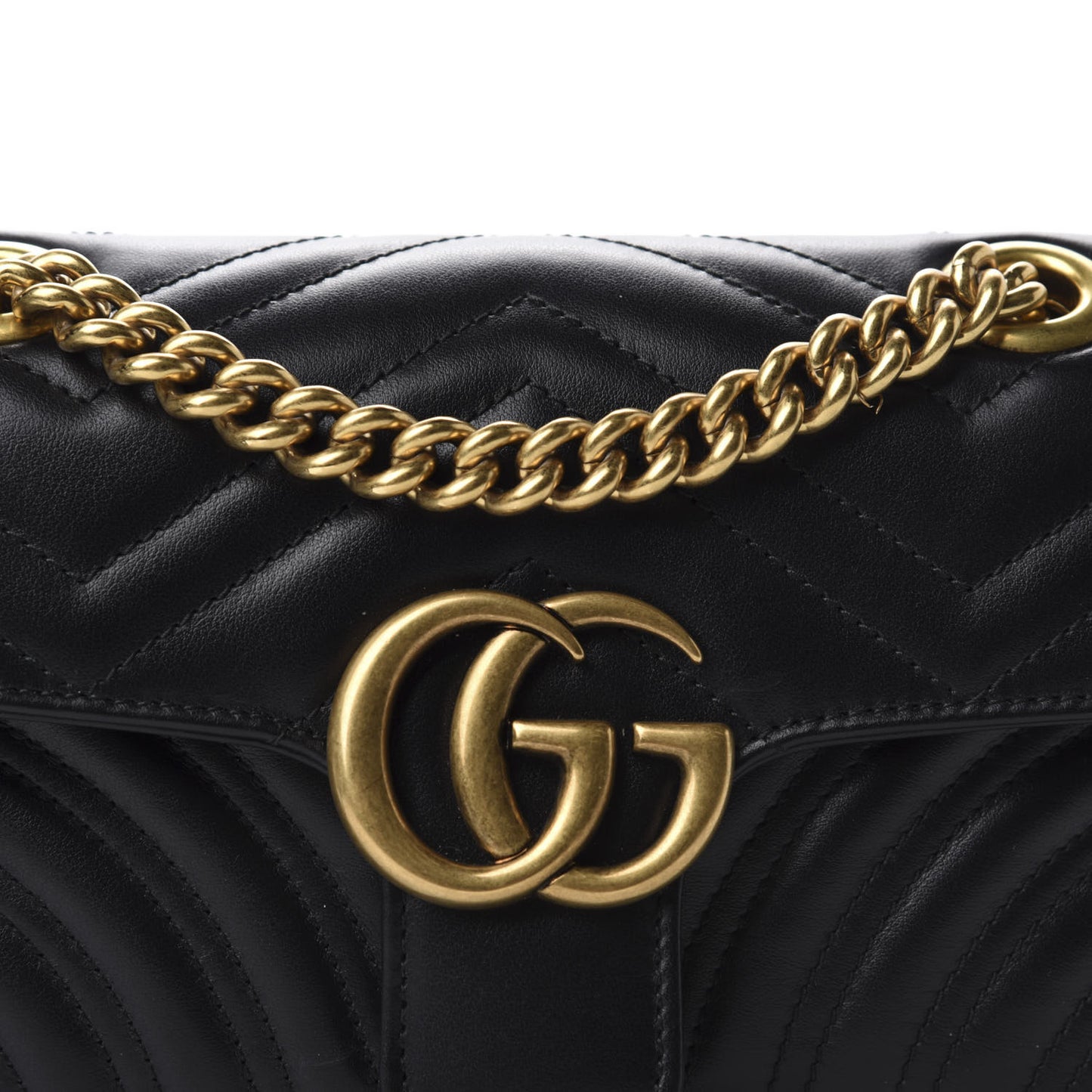 Calfskin Matelasse Mini GG Marmont Shoulder Bag Black