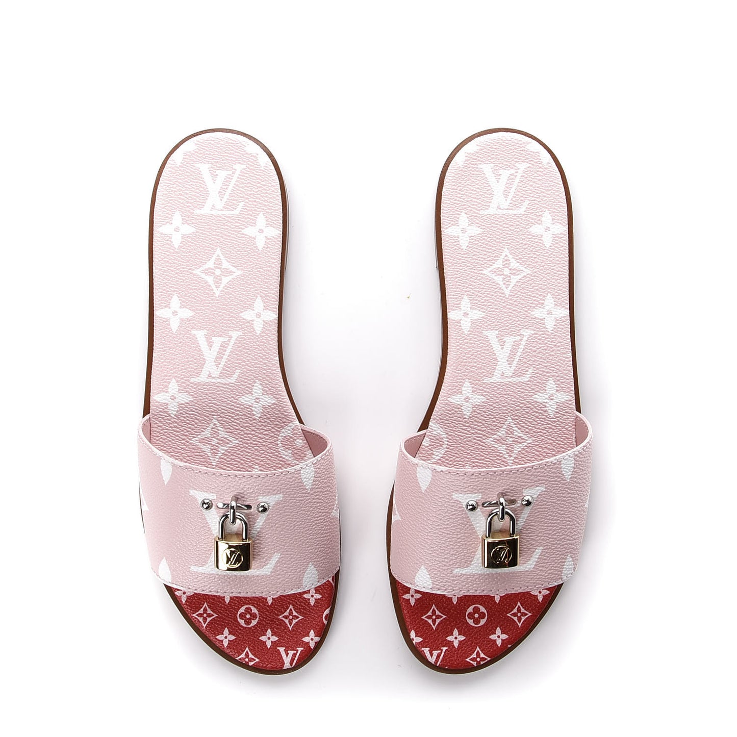 Monogram Giant Lock It Flat Mules 39 Rouge Rose