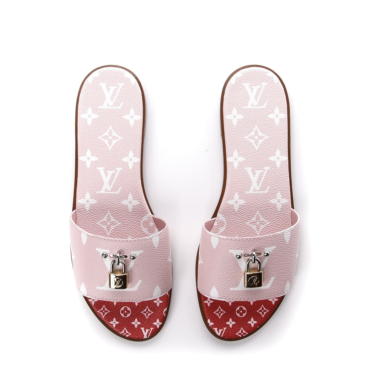 Louis Vuitton Monogram Giant Lock It Flat Mules 39 Rouge Rose 4 of 11