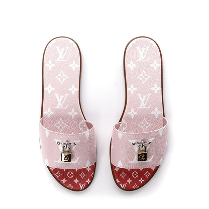Louis Vuitton Monogram Giant Lock It Flat Mules 39 Rouge Rose 4 of 11