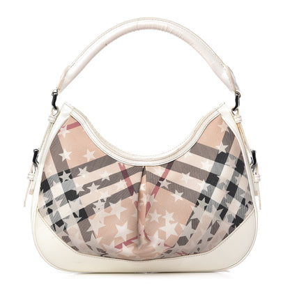 Burberry Patent Supernova Check Stars Small Hernville Hobo White 1 of 11